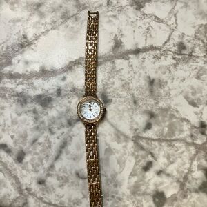 Stauer Rose Gold Tone Women's Bracelet Watch with Crystal Bezel